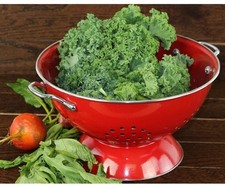 VINTAGE Beautifully Crafted 5-QT Red Enameled Colander with Metal Handles