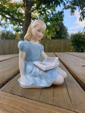 Rare Vintage Elegant Royal Doulton Alice, Reading girl figurine, porcelain lady,