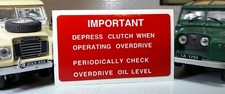 Land Rover Series 1 2 2a 3 Overdrive Fairey Information Warning Bulkhead Decal