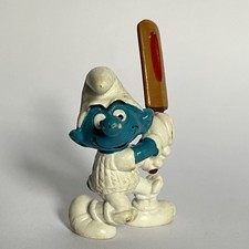 Vintage Cricket Smurf 1983 Schleich Peyo W.Germany Smurf Figurine Sports Series