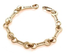 9CT YELLOW GOLD ON SILVER MEN'S SPANNER BRACELET - 8.5 INCH - UK MADE