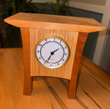 Handmade Wooden Wood Cherry and Oak Decorative Desk or Mantel Mission Clock