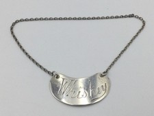 STERLING SILVER IRISH SPELT 'WHISKEY' NOGGIN LABEL, HUKIN & HEATH, LONDON C1907