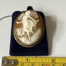 Antique Art Deco Italian 800 14Ct Wire Work Beautiful Cameo Brooch Sprite