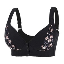Plus Size Lace Bra Women Thin Cup Front Buckle No Steel Rim Printed Style
