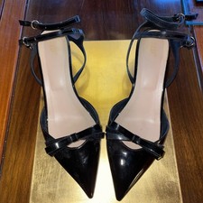 Valentino Red Black Patent Leather Kitten Heel Court Shoes 40