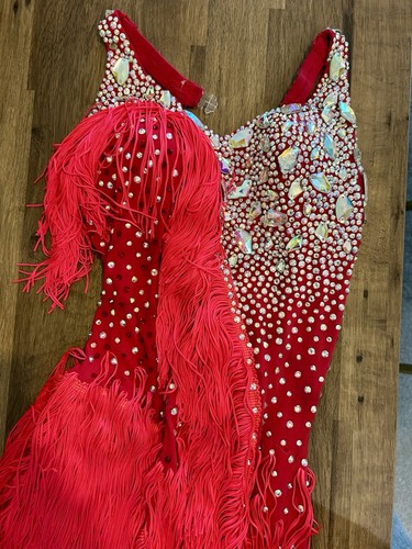 Red coral latin dress size - &,