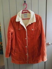 Primark corduroy rust furry lined jacket size10