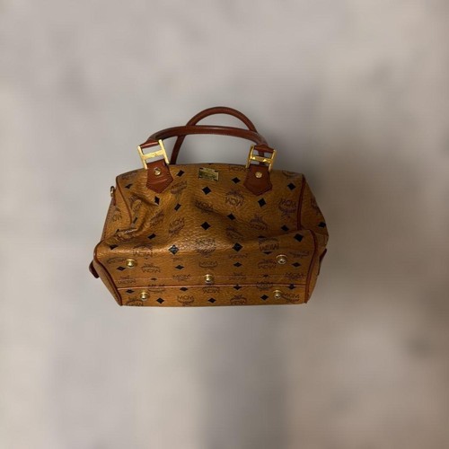 Mcm logo print handbag brown - handbag,