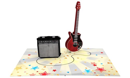 Pop guitar card - 3d, rock