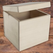 Cube Square Wooden Box 16 x 16 x 16 cm / Plain Pine for Storage Craft Decoupage