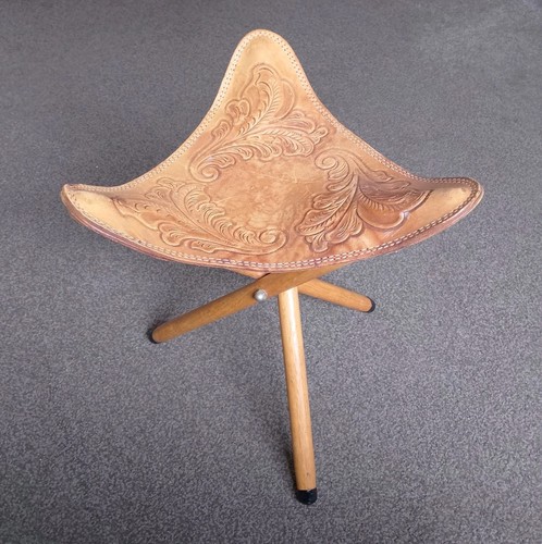 Vintage leather seat folding - vintage,