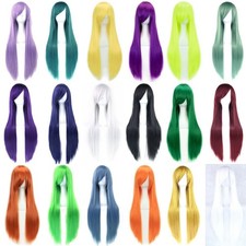 Long Synthetic Hair Cosplay Wigs Party Hair Straight Wig Hairpiece Multicolor UK
