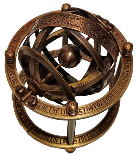 Antique brass armillary - antique,