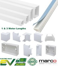 Self Adhesive Mini Trunking Multi Size 1M & 3M White Electrical PVC Cable Tidy