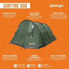 Vango Kintyre 500 Tunnel Tent, 5 Person - Ref 5584-2-Y