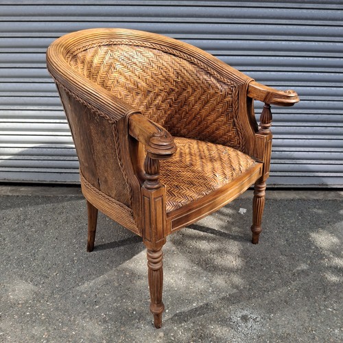 Carved oak bergere - bergere, armchair
