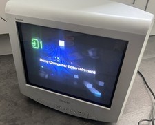 Sony Trinitron KV-14LT1U 14" TV & Remote in Silver for Retro Gaming Enthusiasts