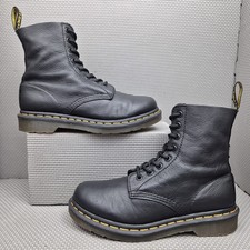 Dr. Martens Pascal Boots UK 5 Women's Black Soft Virginia Leather Yellow Stitch