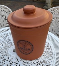 Portuguese Traditional Terracotta Ceramic Bread Lidded Bin