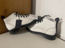 Fred Perry x George Cox White & Black Leather Monkey Boots Size 7 Brand New 