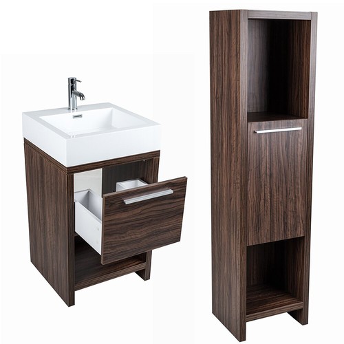 Walnut modern bathroom floor - modern,