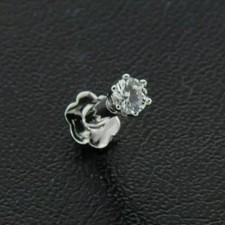 2.5MM Lab Created Diamond Solitaire Stud Piercing Nose Pin 14k White Gold Finish