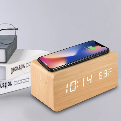 Wooden digital alarm clock - digital,