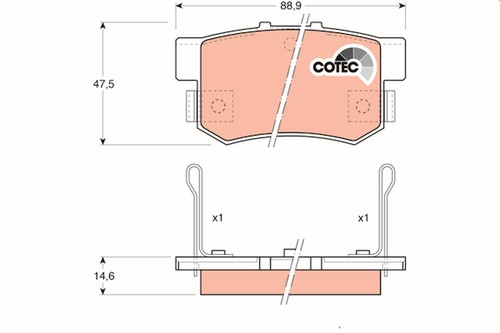 Rear trw gdb774 brake pad - rear, trw-oe