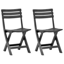 Folding Garden Chairs 2 pcs Plastic Anthracite vidaXL