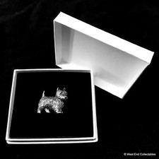 West Highland Terrier Westie Dog Silver Pewter Brooch Gift Box UK Made Present