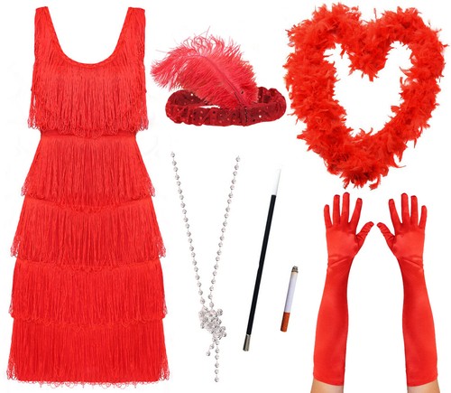 Deluxe red flapper - fancy, dress