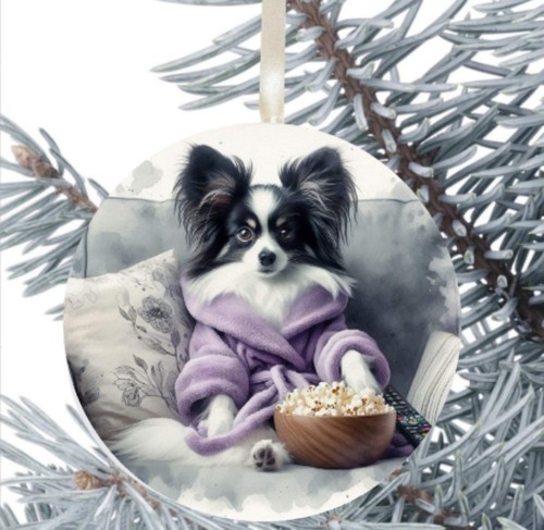 Papillon dog hanging bauble - dog,