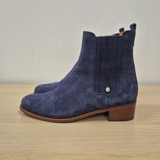 Fairfax Favor Rockingham Chelsea Navy Suede Leather Ankle Heel Boots Uk 9 Eu 43