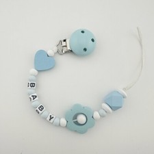 Personalized pacifier clip Binky holder Wooden Boy baby name Dummy Clips