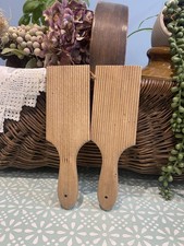 Vintage Pair Wooden Butter Paddles Ribbed With Vintage Primitive Scoop