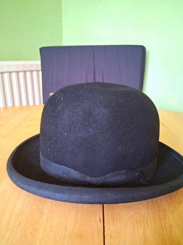 Men black felt bowler hat - ,