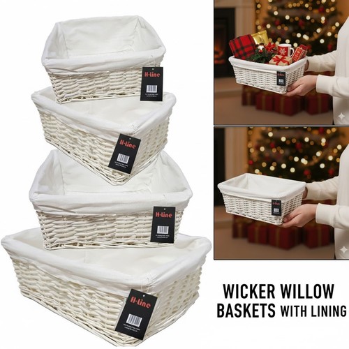 White wicker willow storage - white,