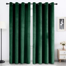Thick Velvet Blackout Curtains Eyelet Ring Top Ready Made Lined Curtain Pair