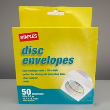 Staples Disc Ungummed Envelopes 50 total New 5" x 5" CD, DVD, Blue Ray etc