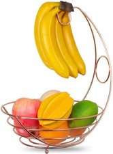 Large Fruit Bowl Holder with Banana Hanger Hook Tree Fruit Bowl Basket Stand