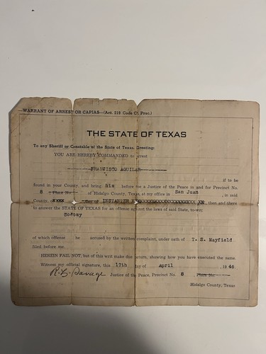Vintage state texas - state, warrant
