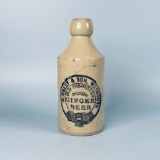 ANTIQUE STONEWARE GINGER BEER BOTTLE W RISLEY & SON WEYMOUTH OLD FASHIONED
