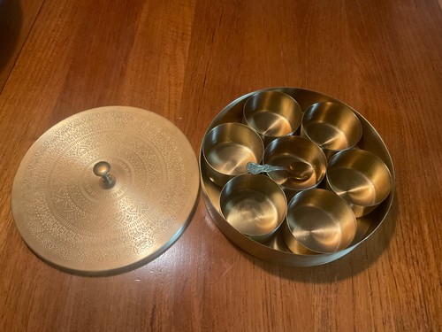 Brass spice box masala dabba - masala,