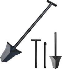 Spade Shovel, Heavy Duty Garden Digging Shovel, T Handle, Root Cutter with Long