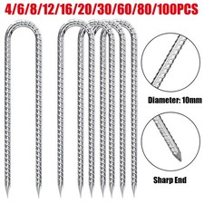 Heavy Duty Trampoline U-Shaped Metal Wind Stake Pegs Tent Ground Anchor Marquees