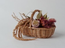 Hand Woven Basket w Handle Small Hamper Wedding Table Flower Girl Wicker Willow
