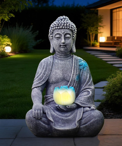 Solar buddha statue with blue - buddha,