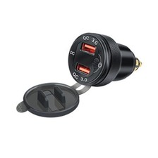 Dual USB Fast Charger Socket Power Outlet Adapter Voltmeter Fit for Motorcycle