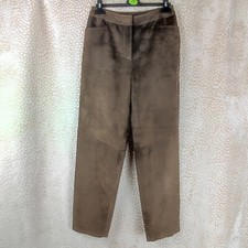 Peruvian Connection Womens Suede Leather Trousers Brown Khaki Size UK 10 US 6